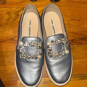 Karl Lagerfeld Blue Embellished Flats